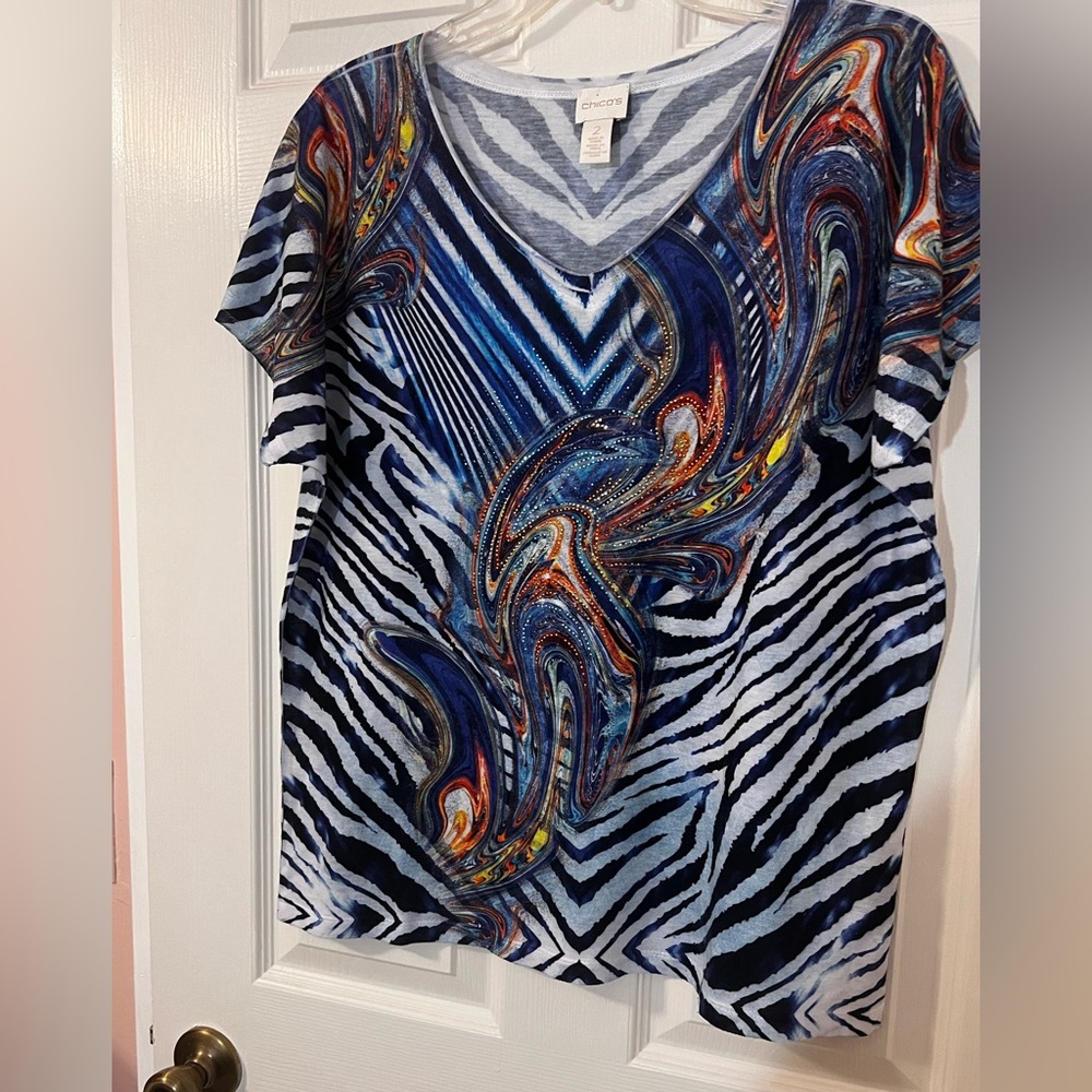 Chico top fun colorful w/sparkle their 2 =M/12